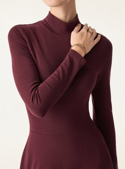 Mockneck Midi Built-In Bra Dress with Pockets