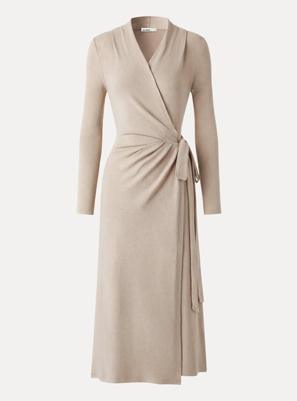 Classic Long Sleeve Midi Wrap Dress