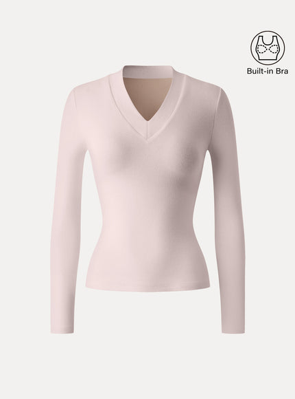 V-neck Wide Binding Slimming Built-In Bra Top