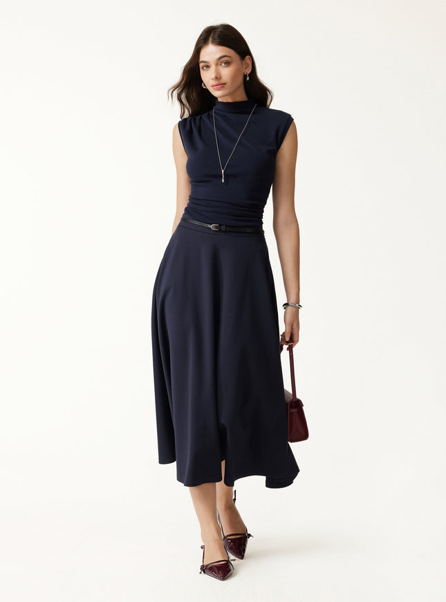 Office Staple Ponte High-Rise Circle Midi Skirt with Pockets
