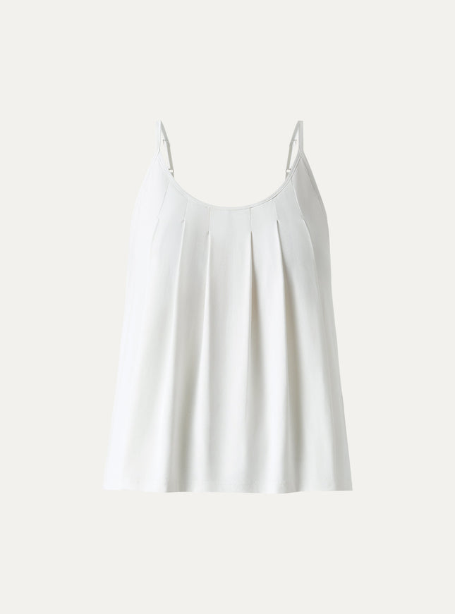 U-Neck Pleated Spaghetti Built-In Bra Tank