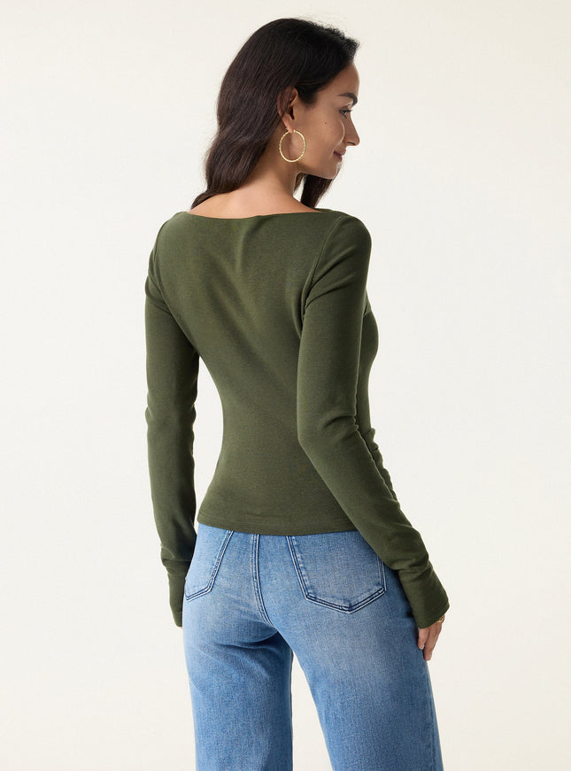 Boatneck Side Tucks Asymmetrical Built-In Bra Top