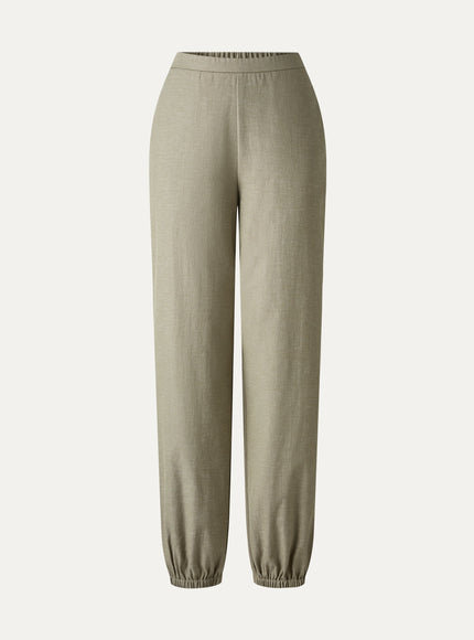 Linen-like High-Rise Balloon Jogger Pants with Pockets