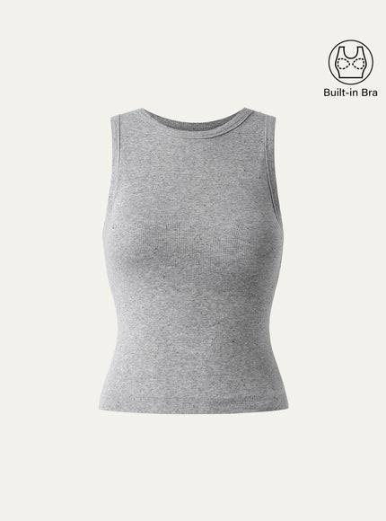 Crewneck Cotton New Airy Built-In Bra Tank