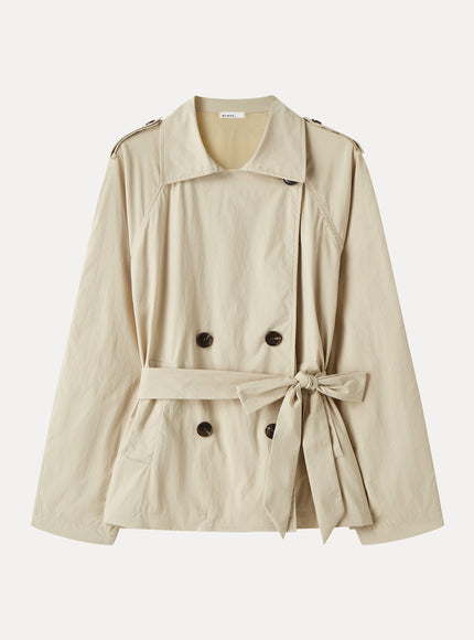 Packable Water-Repellent Peak Collar Trench Jacket with Pockets