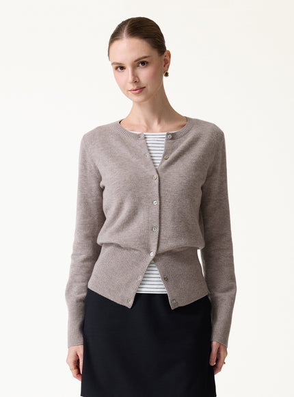 2Pcs Set 100% Merino Wool Long Sleeve Cardigan & Mock Neck Sweater