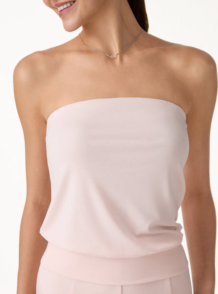 Lyocell Bandeau Banded Hem Built-In Bra Top