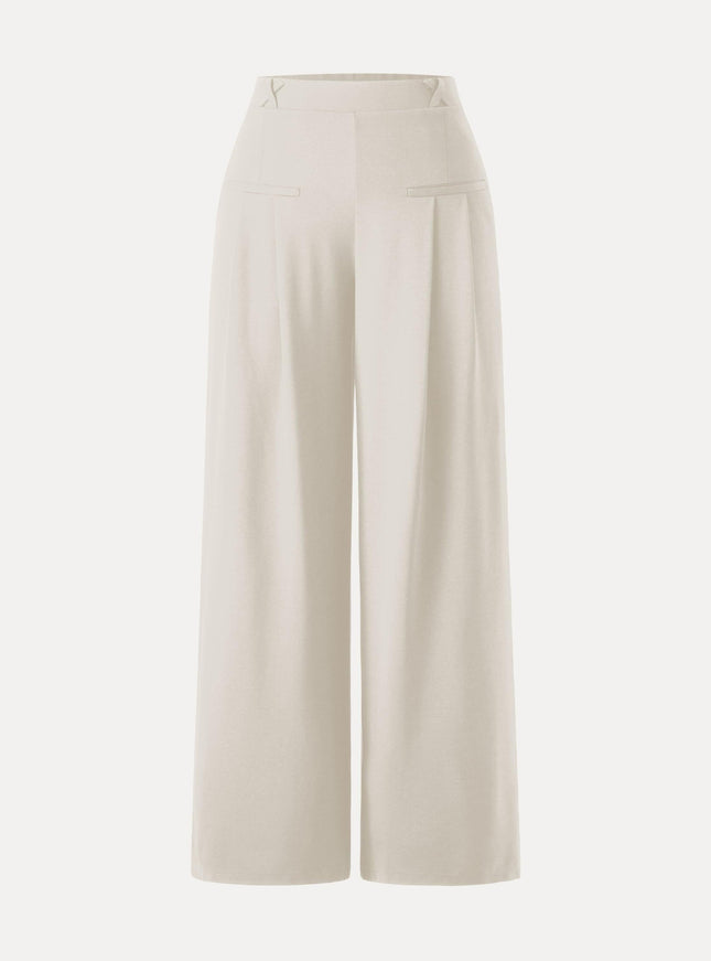 Drapey Bamboo Ponte Mid Rise Wide Leg Trouser with Pockets