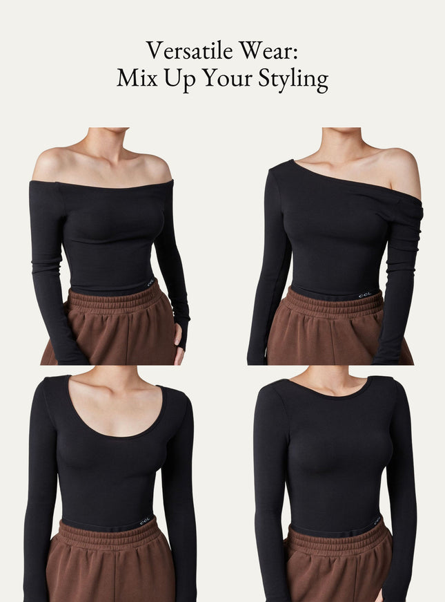 Lyocell-Wool Round Neck Long Sleeve Reversible Top